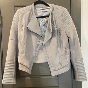 Leather and Suede Biker Jacket in Gray (New without Tags)